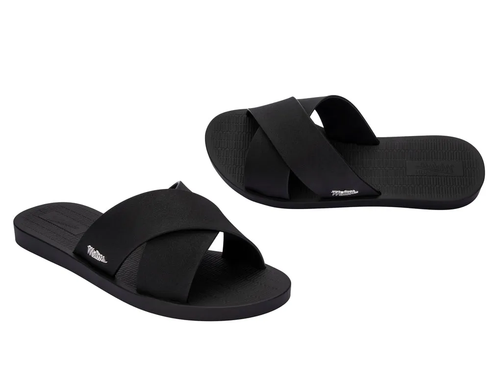 Melissa Sun City Walk AD Flat Black Slides For Women