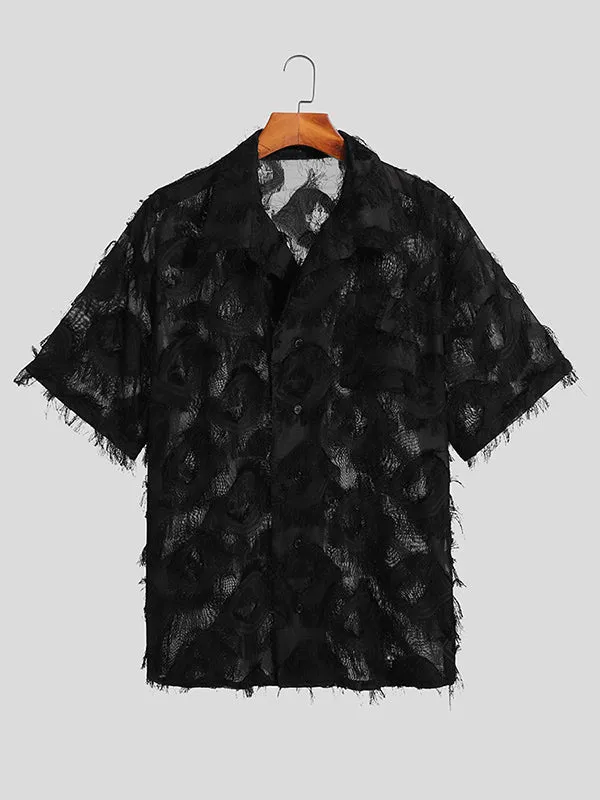 Mens Embellished Fringe Eyelashes Casual Shirt SKUJ37760