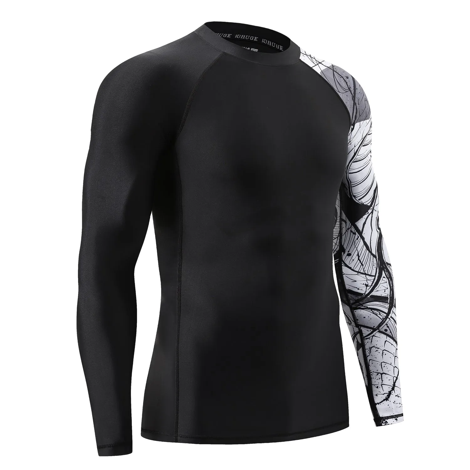 Men's Splice UV Sun Protection UPF 50  Skins Rash Guard Long Sleeves