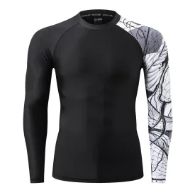 Men's Splice UV Sun Protection UPF 50  Skins Rash Guard Long Sleeves