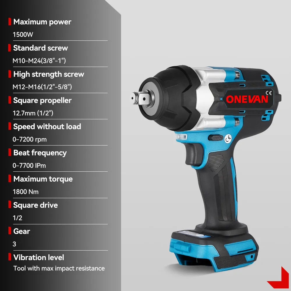 ONEVAN Vacuum Pump & 1/2" 1800N·m Impact Wrench Brushless Cordless 2-Pc. Combo Kit 6.0Ah