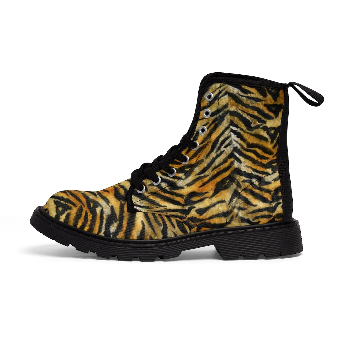 Orange Tiger Stripe Men's Boots, Animal Print Premium Hiking Winter Boots (US Size: 7-10.5)