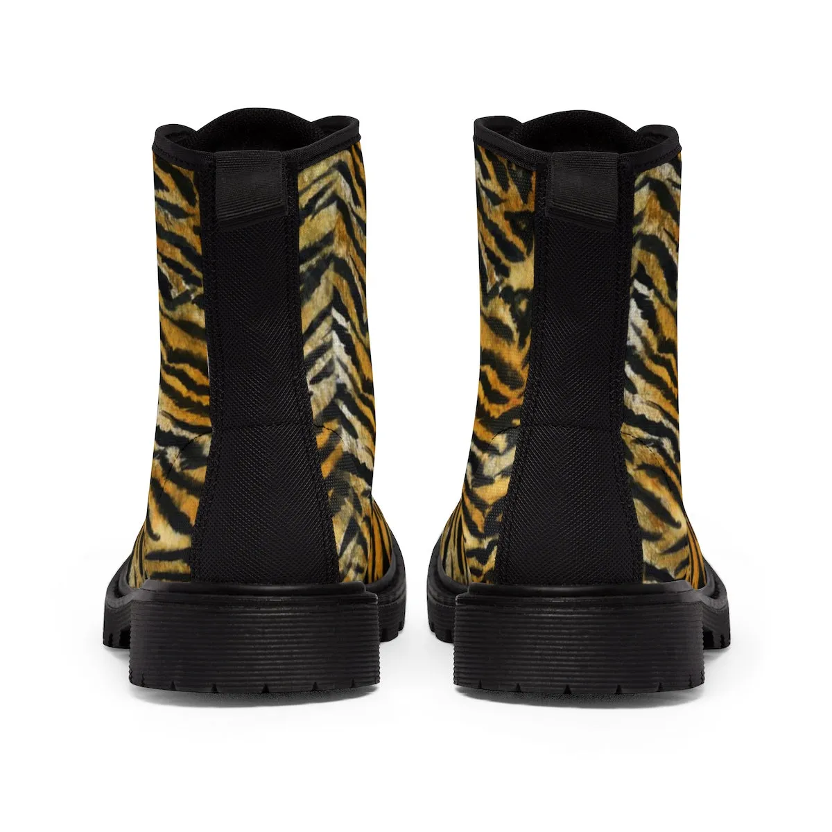 Orange Tiger Stripe Men's Boots, Animal Print Premium Hiking Winter Boots (US Size: 7-10.5)