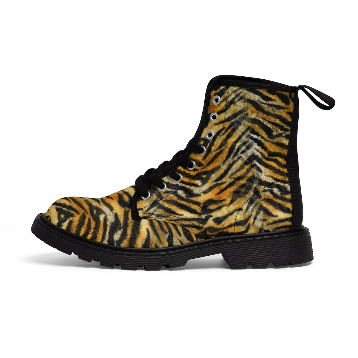 Orange Tiger Stripe Men's Boots, Animal Print Premium Hiking Winter Boots (US Size: 7-10.5)