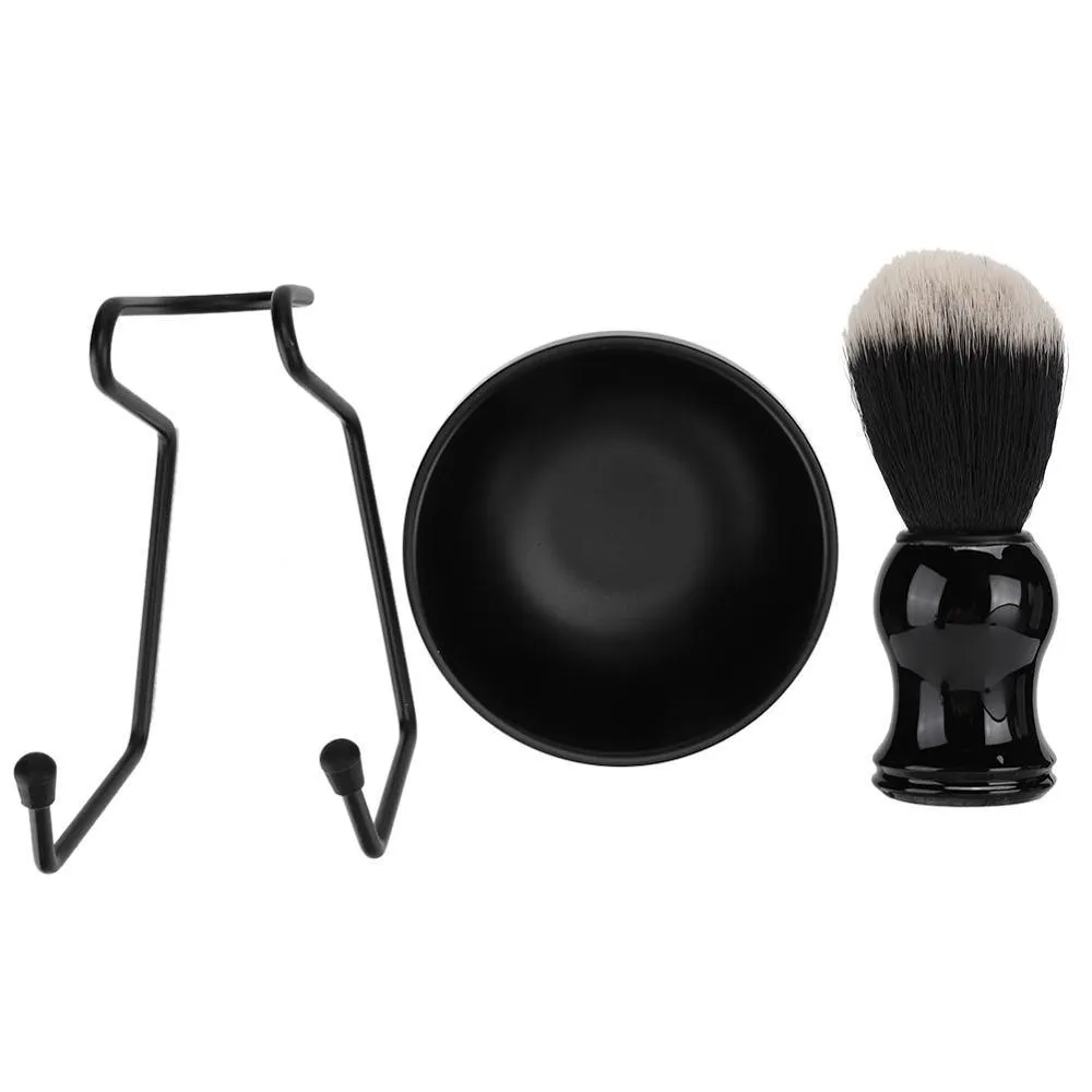 Professional Black Shaving Tool Set - Stand   Brush   Bowl