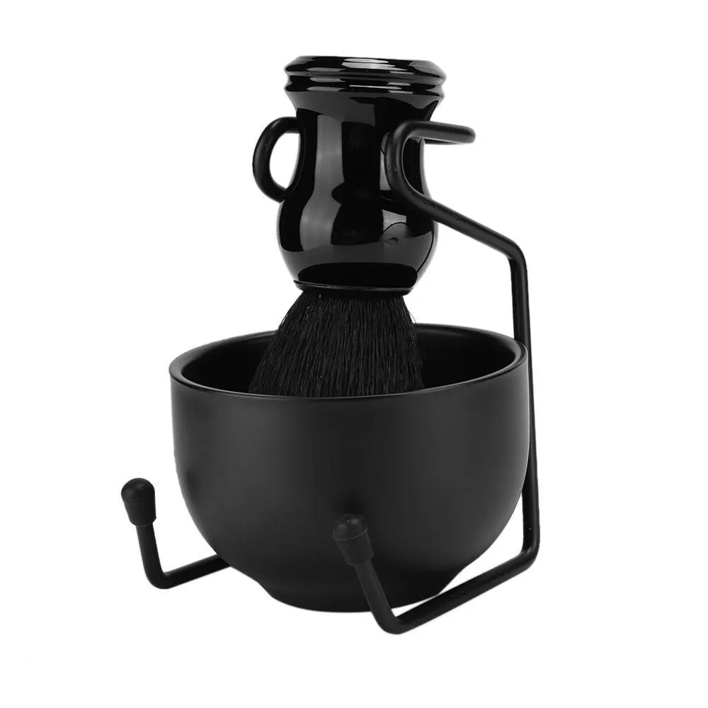 Professional Black Shaving Tool Set - Stand   Brush   Bowl