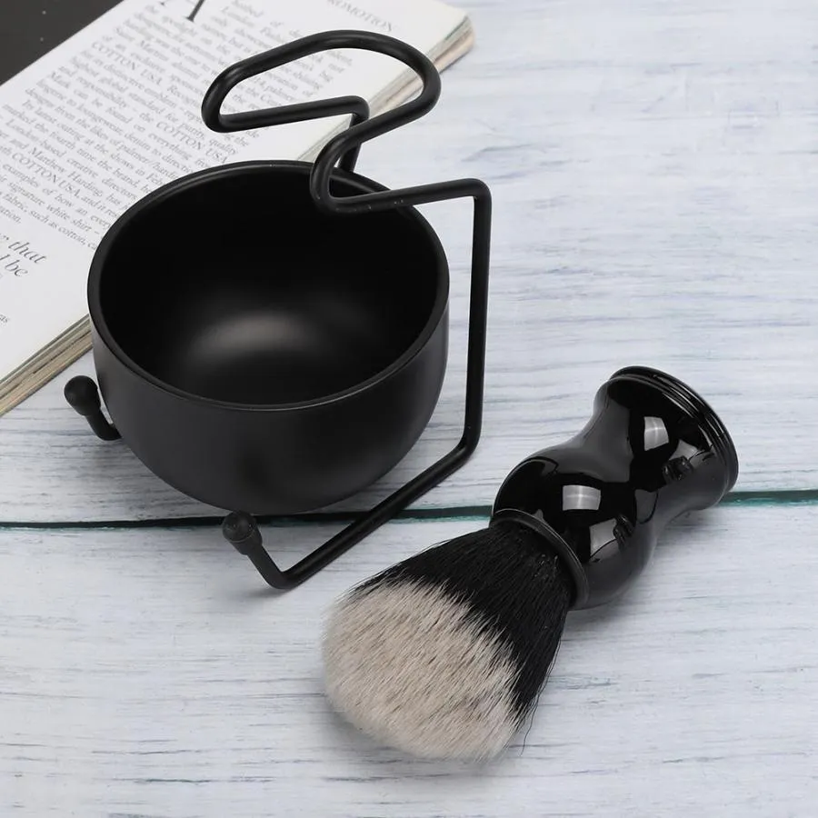 Professional Black Shaving Tool Set - Stand   Brush   Bowl