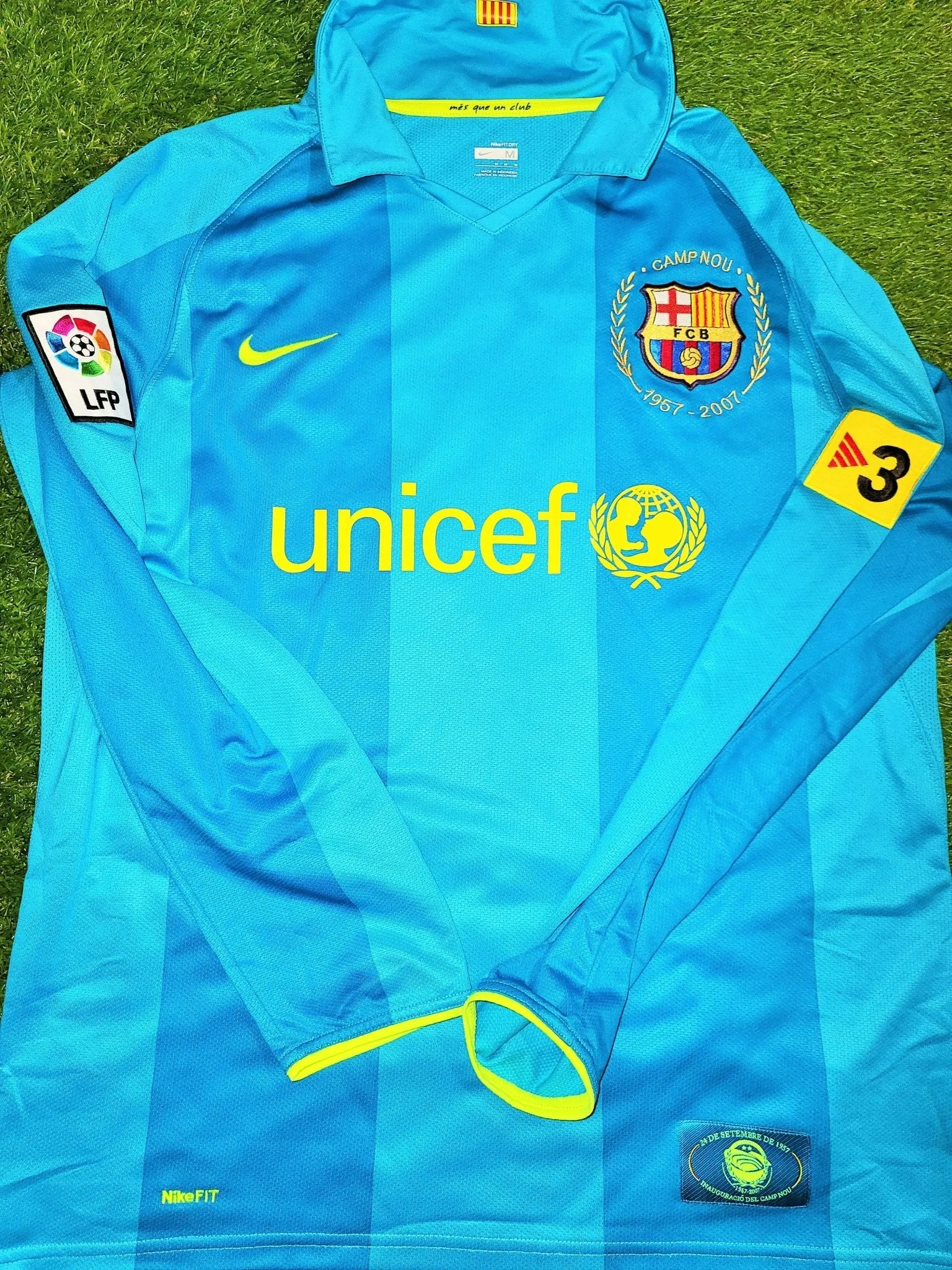 Puyol Barcelona Anniversary Blue 2007 2008 Jersey Shirt Camiseta Maglia L SKU# 244534-414