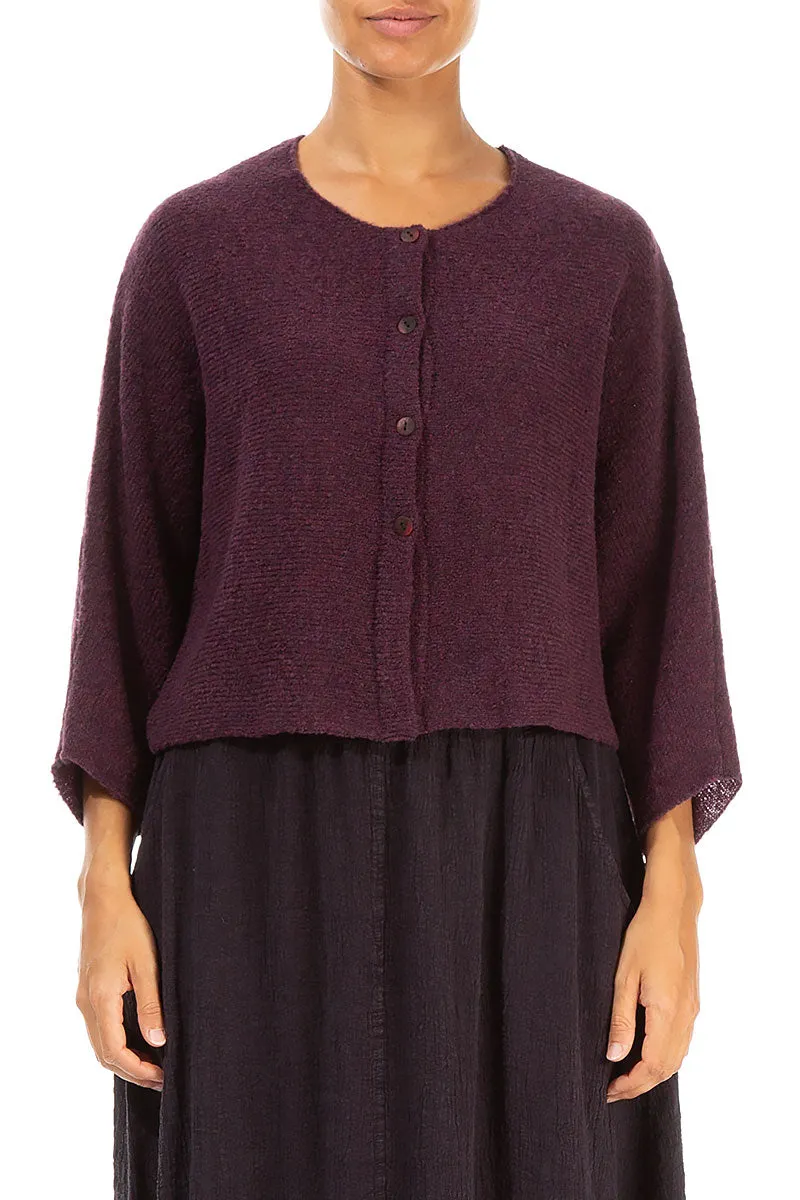 Rounded Mulberry Wool Cardigan