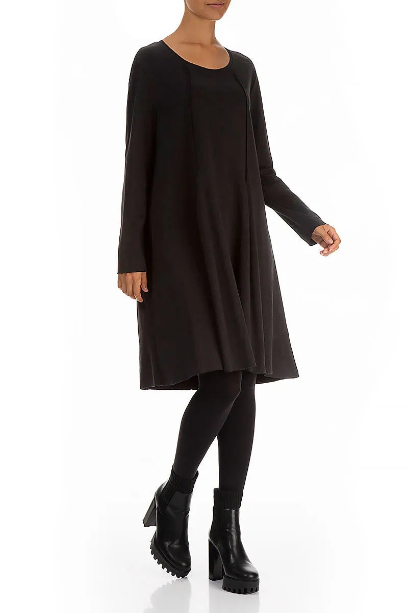 Short Black Cotton Tunic Dress