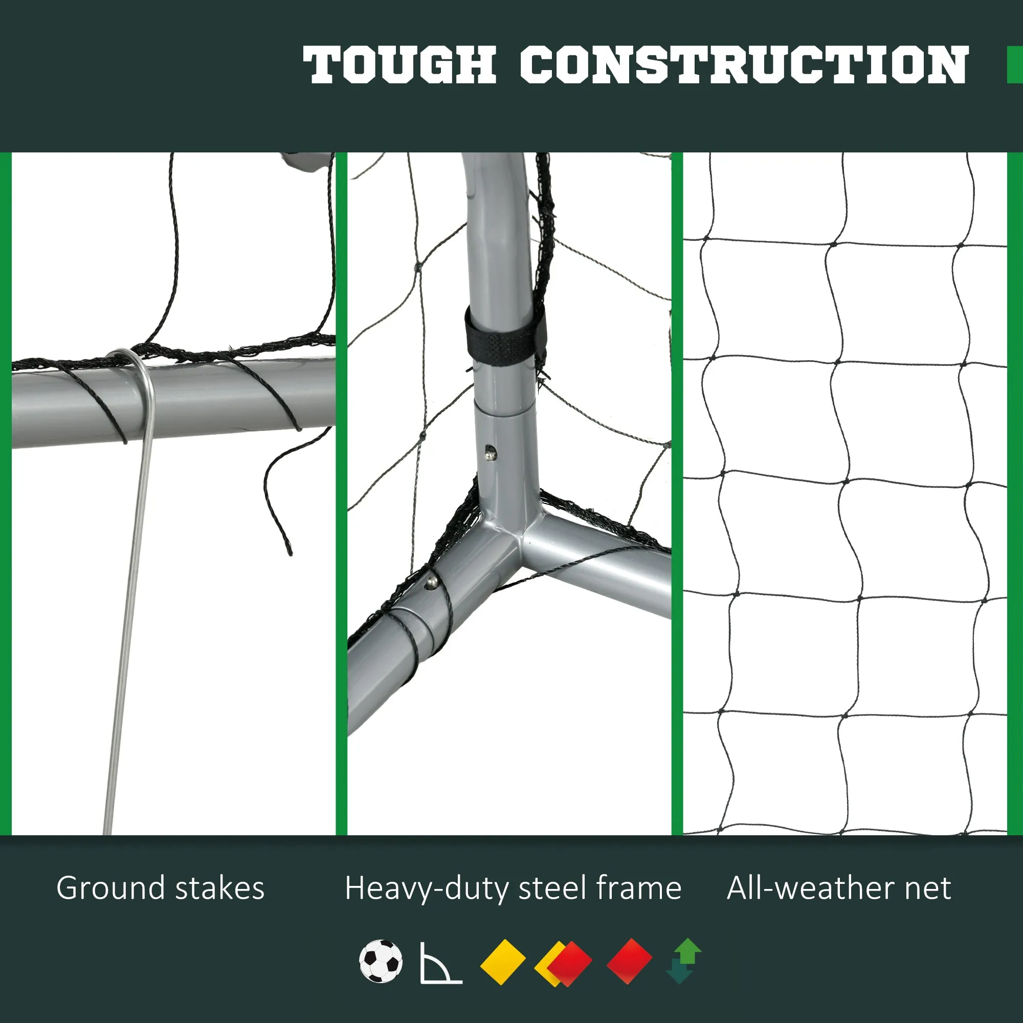 SPORTNOW 8ft x 5ft Football Goal, Football Net for Garden with Ground Stakes, Quick and Simple Set Up