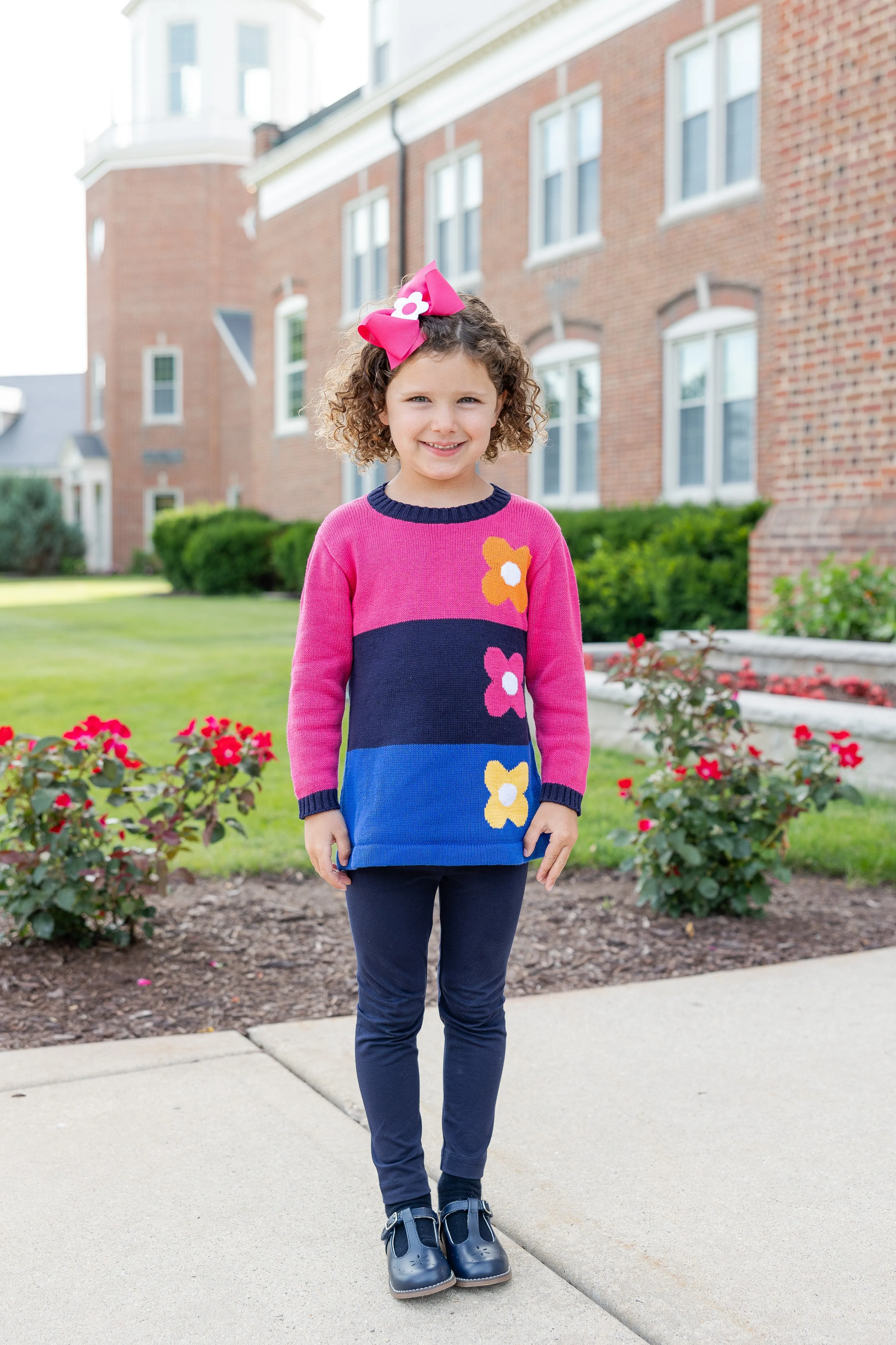 Sweater Tunic With Flowers And Leggings