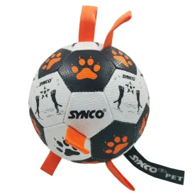 Synco Dog Toy Football Graphic Orange with Holding Loops | Dog Ball Size-3 | Dog Toy Ball