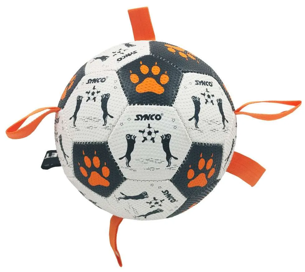 Synco Dog Toy Football Graphic Orange with Holding Loops | Dog Ball Size-3 | Dog Toy Ball