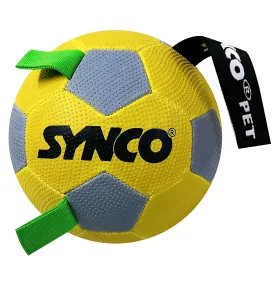 Synco Dog Toy Football with Green Holding Loops | Dog Ball Size-3 | Dog Toy Ball (Yellow)