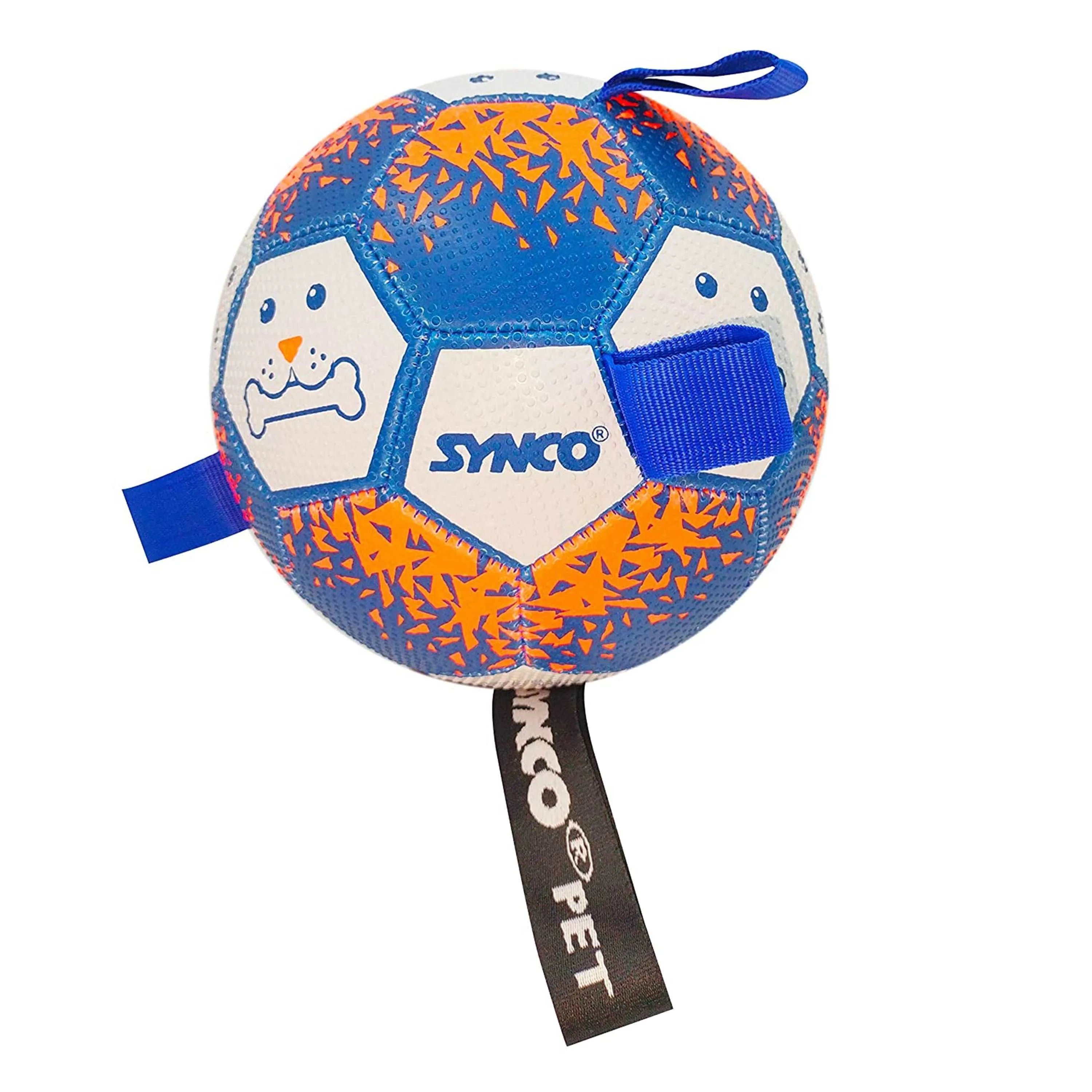 Synco Dog Toy Footballs with Blue Holding Loops | Dog Ball Size-3 | Dog Toy Ball (Blue)