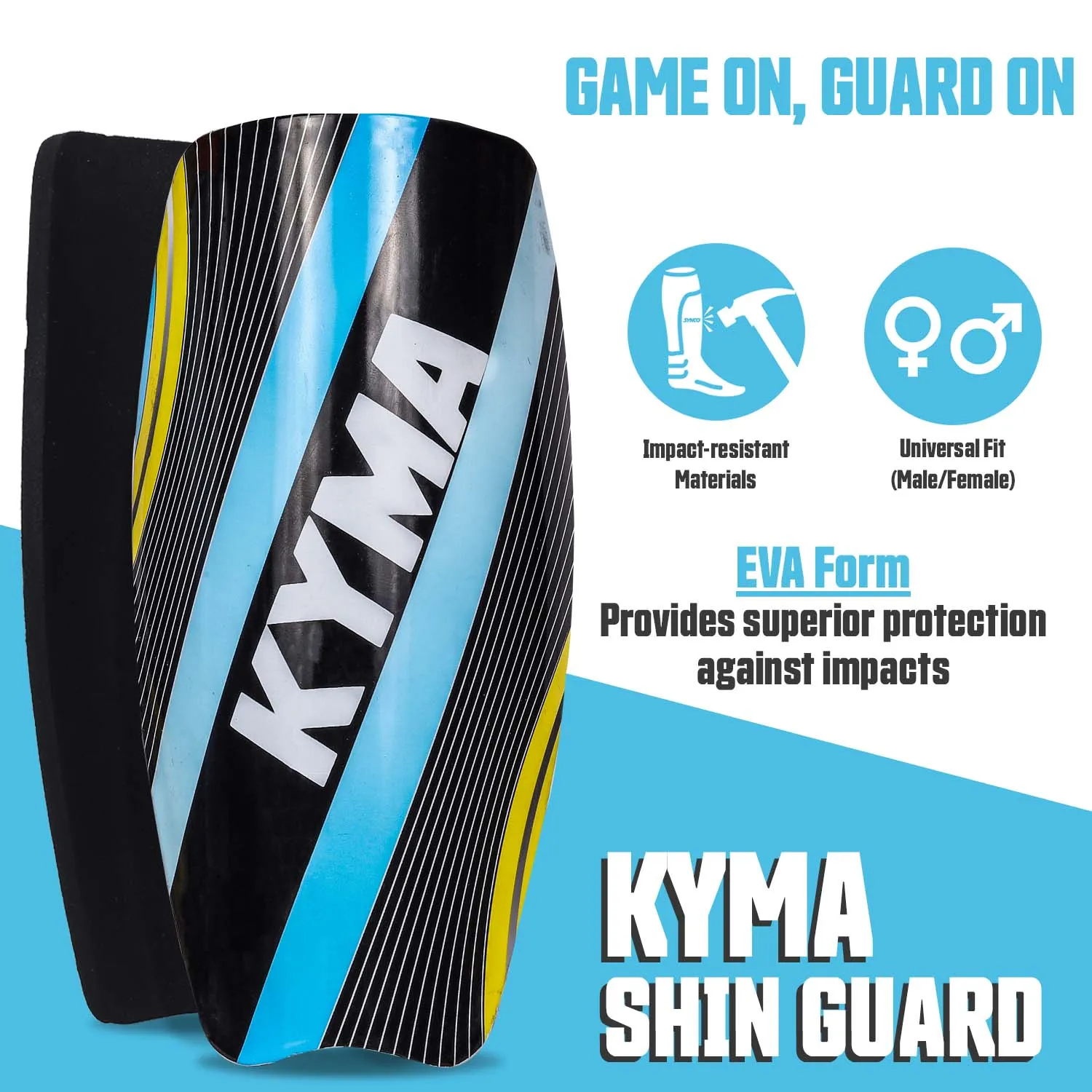 Synco Kyma Shin Guard for Football | Slipin Shin Guard for Extra Protection and Comfort | Shin Guard for Football Training & Matches | Football Shin Guards for Youth and Adults | Medium Size