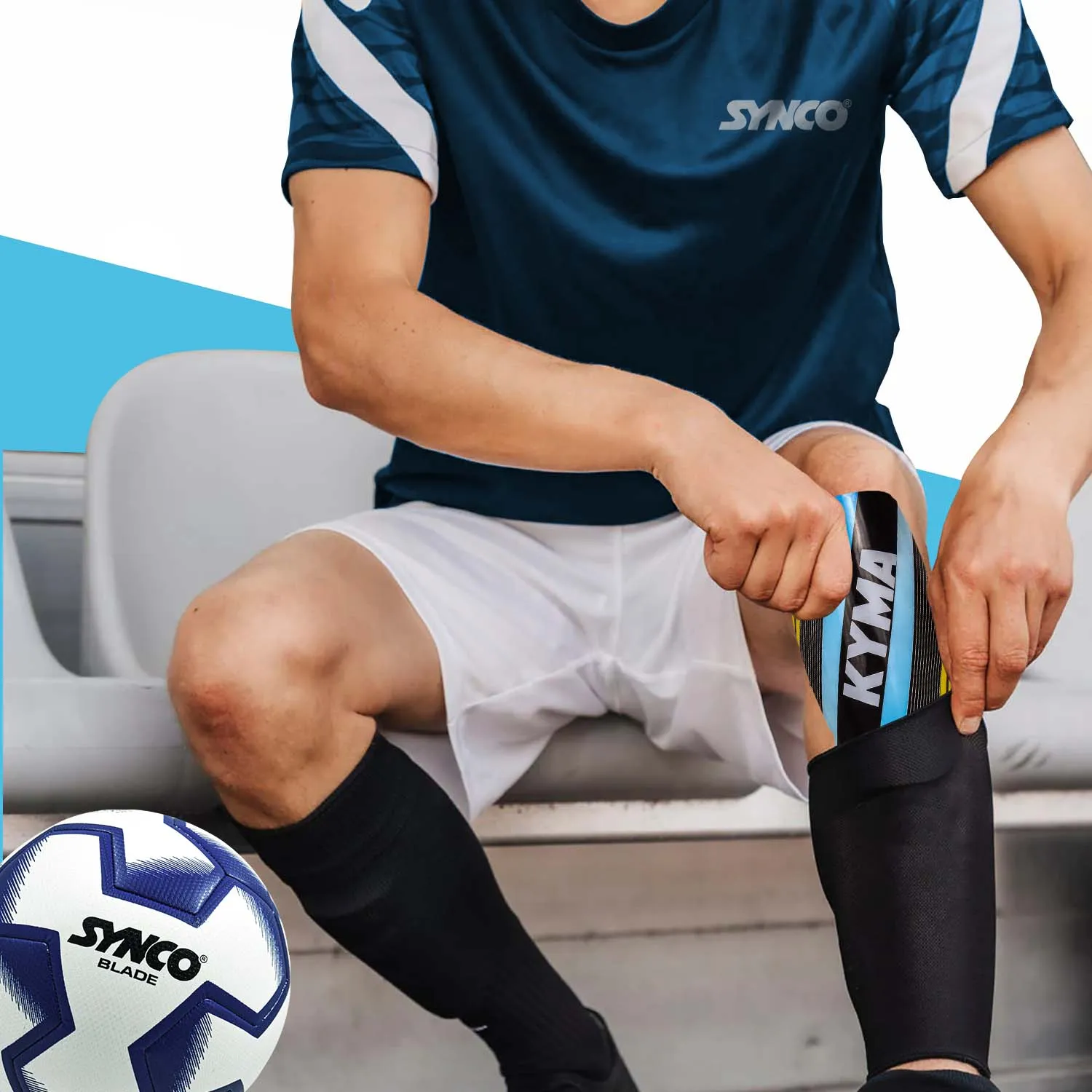 Synco Kyma Shin Guard for Football | Slipin Shin Guard for Extra Protection and Comfort | Shin Guard for Football Training & Matches | Football Shin Guards for Youth and Adults | Medium Size