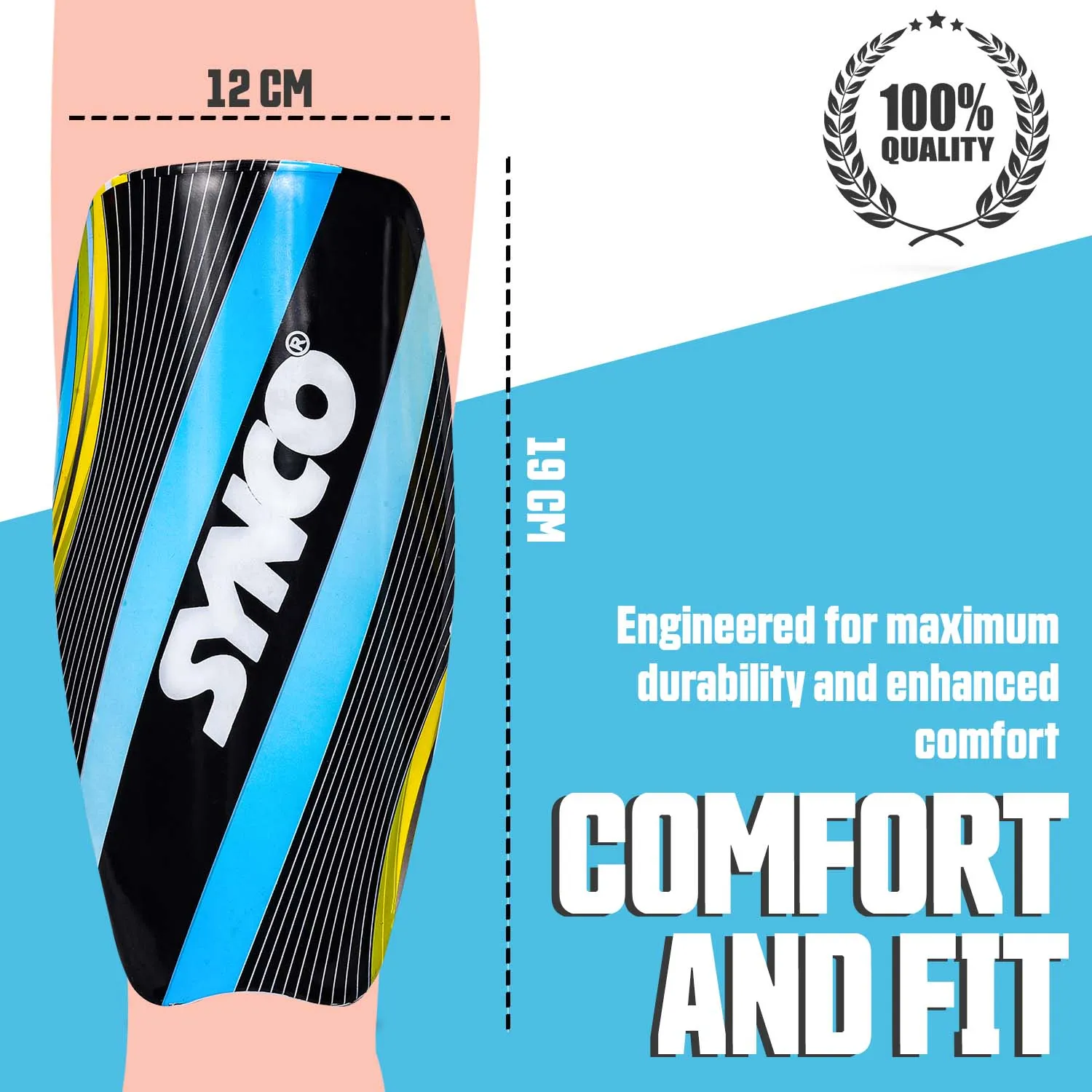 Synco Kyma Shin Guard for Football | Slipin Shin Guard for Extra Protection and Comfort | Shin Guard for Football Training & Matches | Football Shin Guards for Youth and Adults | Medium Size