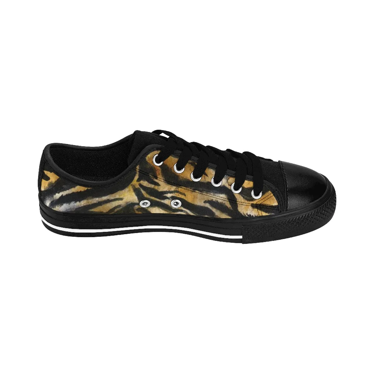 Tiger Stripe Men's Low Tops, Best Animal Skin Pattern Fashionable Designer Men's Low Top Sneakers Shoes