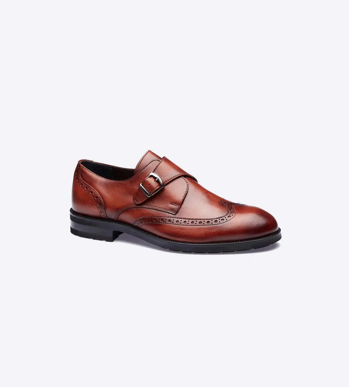 Tobacco Monk Strap Oxford Shoes