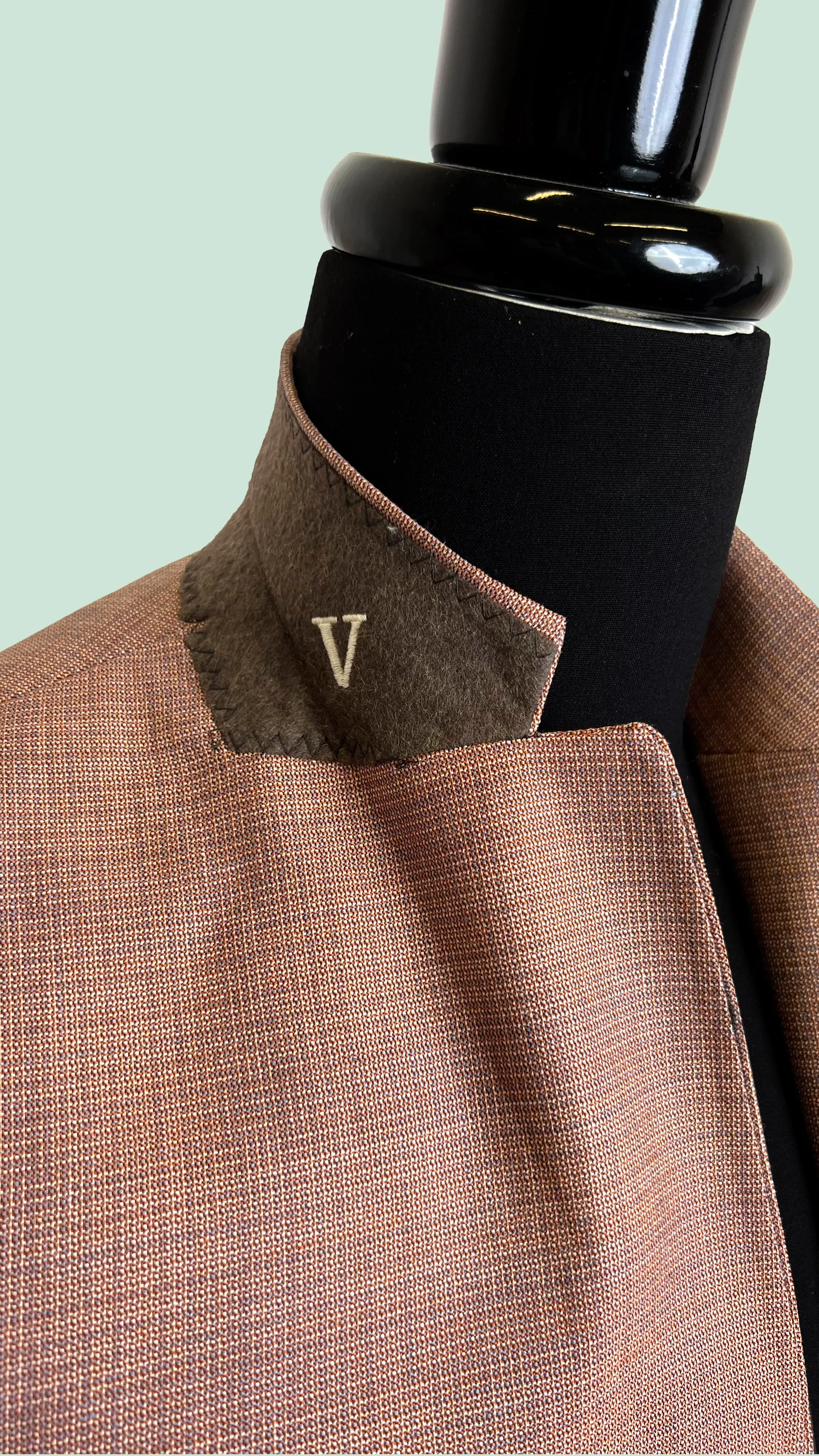 Vercini Men's Cinnamon Herringbone Elegance Blazer