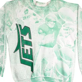 VINTAGE ALL OVER PRINT NFL NY JETS SWEATSHIRT SIZE XL MADE IN USA 1990s