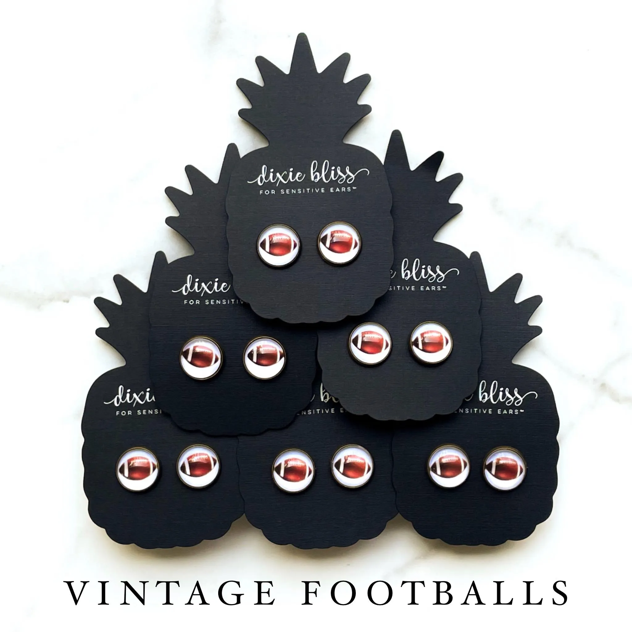 Vintage Football Photo Glass - Dixie Bliss - Single Stud Earrings