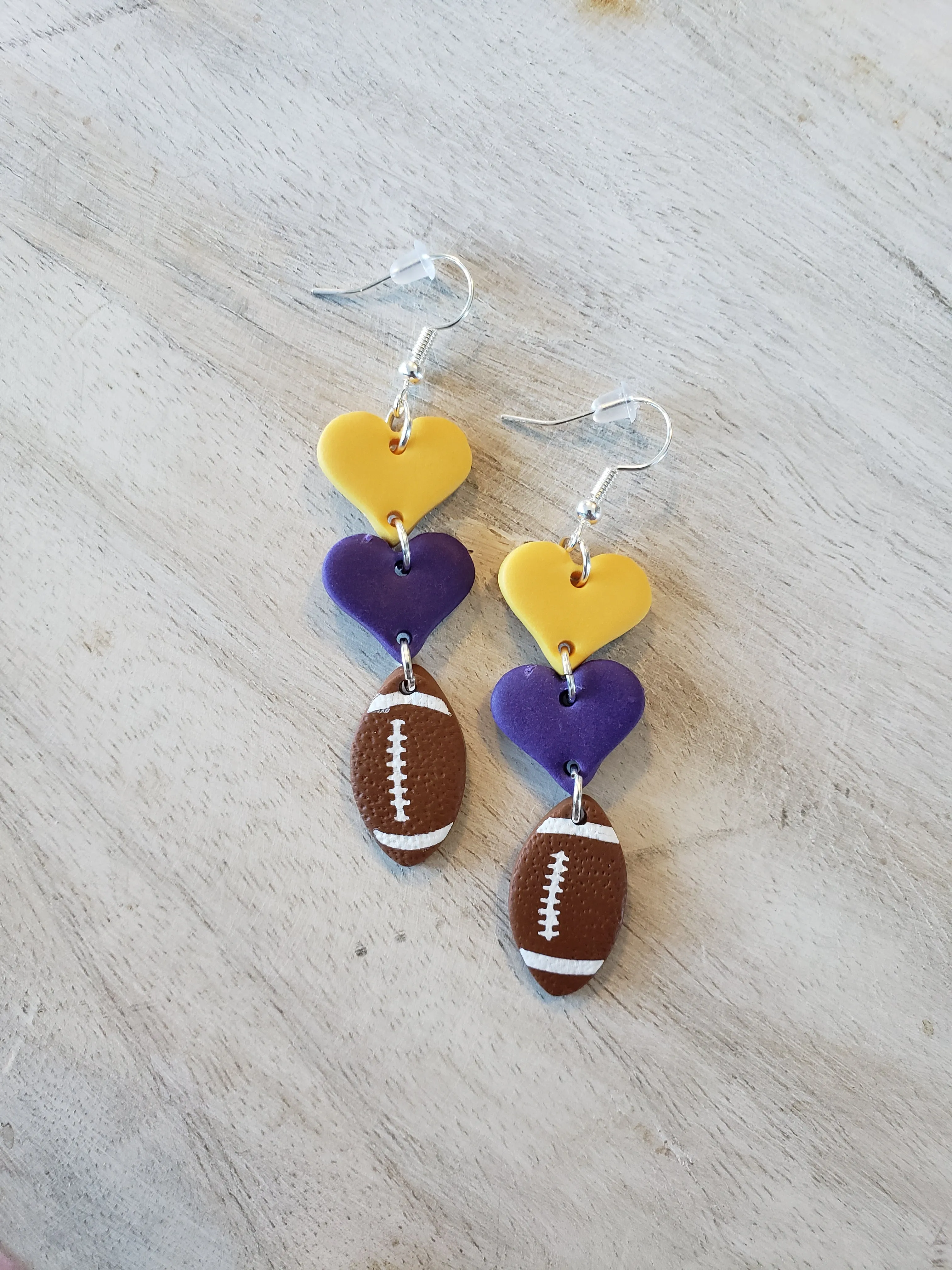 Yellow/Purple Football Dangles